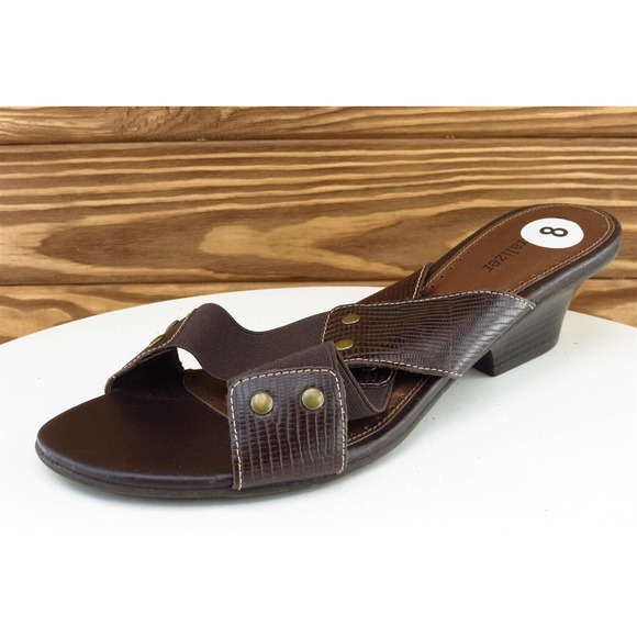 Naturalizer Sz 8 M Brown Slide Leather Women‎ Sandals Dafne - Picture 1 of 8